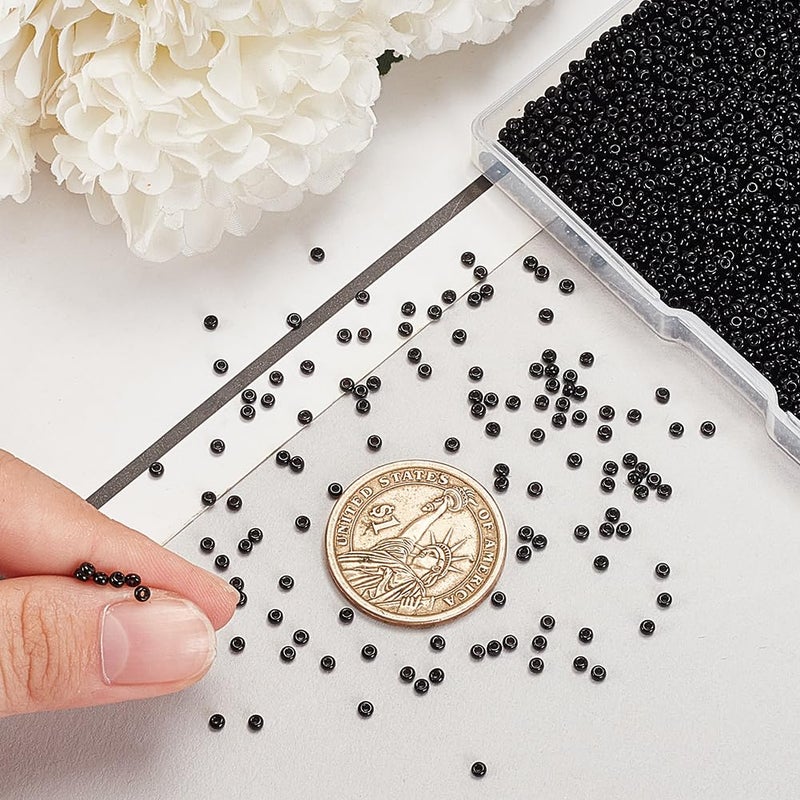 PH PandaHall Black Seed Beads, 6000 Pcs 11/0 Glass Seed Beads 2mm Round Waist Bead Mini Spacer Bead for Earrings Bracelet Necklaces Eyeglass Chain Jewelry DIY Crafts Making - Image 4